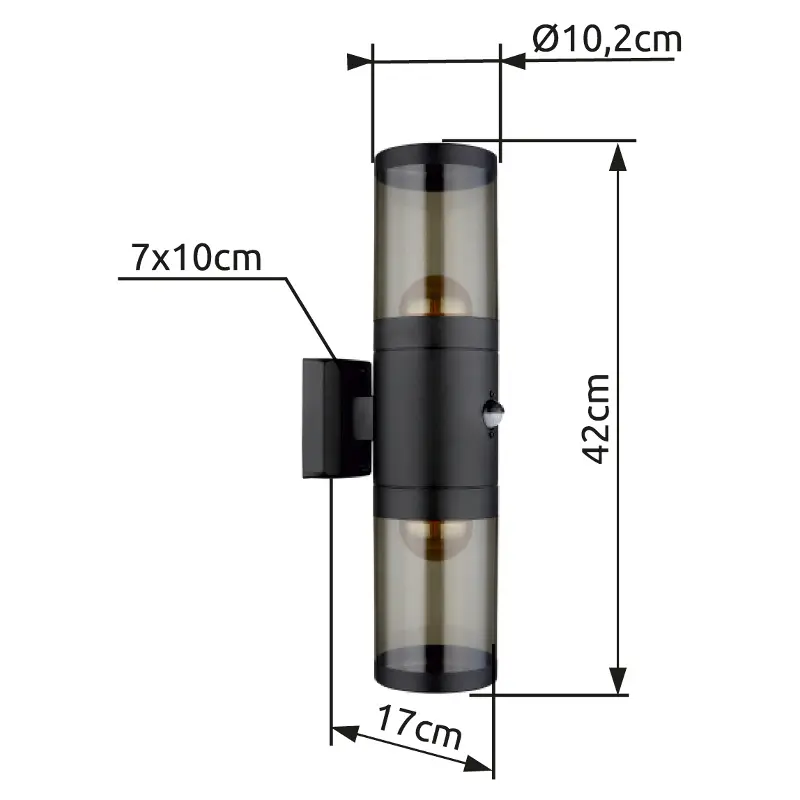 Záhradné svietidlo Globo 32014-2BSS 2x60W E27 230V IP44 , senzor